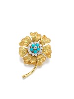 Turquoise and Diamond Brooch | 梵克雅寶 | 綠松石 配 鑽石 胸針