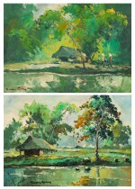 Tran Van Giang (20th century), Two landscapes in the surroundings of Saigon | Tran Van Giang(二十世紀), 西貢市旁風景圖 一組兩幀