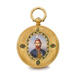 A gold hunting cased 'demi-chronometre' lever watch made for the Ottoman market with polychrome enamel painted portrait of Sultan Abdulmejid I Circa 1850, no. 36629