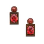 Pair of Copper and Spessartine Garnet Earclips