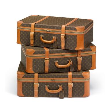 View full screen - View 1 of Lot 130. Three Classic Monogram Travel Trunks, 1970's (Tre bauli da viaggio LV, anni '70).