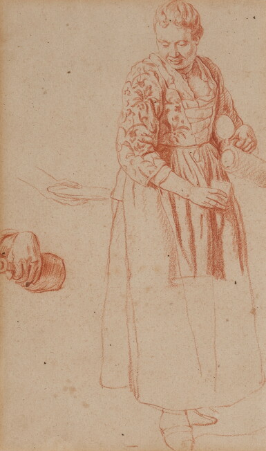 View full screen - View 1 of Lot 261. Study of a woman pouring a glass and subsidiary studies.