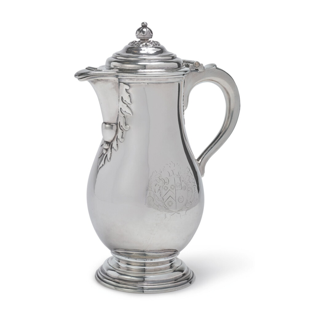 View full screen - View 1 of Lot 760. A QUEEN ANNE SILVER COVERED JUG, ROBERT COOPER, LONDON, 1705.