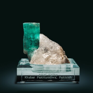View full screen - View 1 of Lot 58. Emerald on Quartz.
