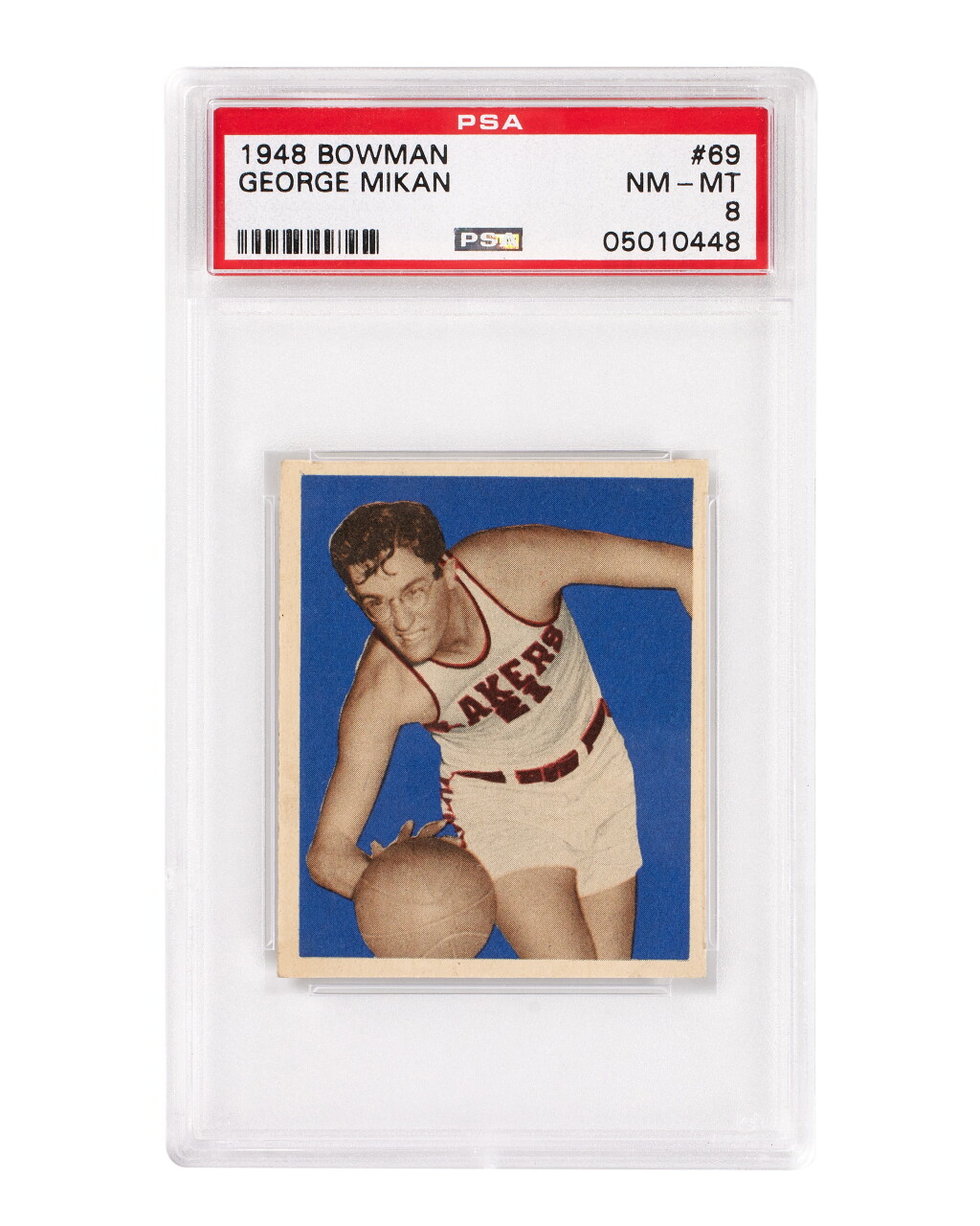 View full screen - View 1 of Lot 21. 1948 Bowman #69 George Mikan - PSA 8 | Rookie Card.