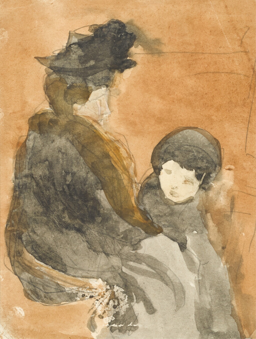 View full screen - View 1 of Lot 154. Woman and Child in a Railway Carriage.