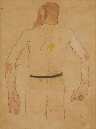 View full screen - View 1 of Lot 413. Rückenakt eines alten Mannes (Back View of an Old Man).