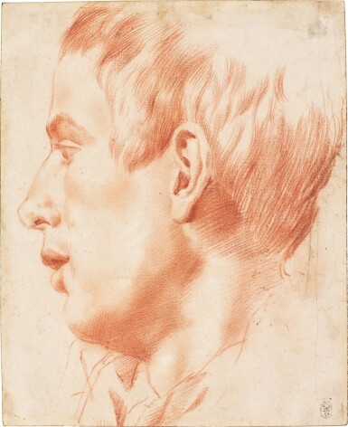 View full screen - View 1 of Lot 29. ATTRIBUTED TO ANNIBALE CARRACCI | RECTO: PORTRAIT OF A YOUNG MAN IN PROFILE; VERSO: TWO STUDIES OF HANDS.