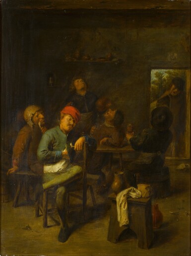 View full screen - View 1 of Lot 114. Peasants smoking and drinking in a tavern.