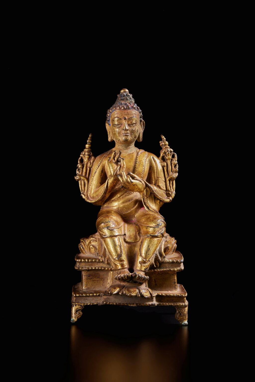 View full screen - View 1 of Lot 359. A gilt-copper alloy figure of Maitreya, Tibet, 16th / 17th century.