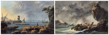 View full screen - View 1 of Lot 114. Seascape with a Harbor View; Seascape in a Storm.