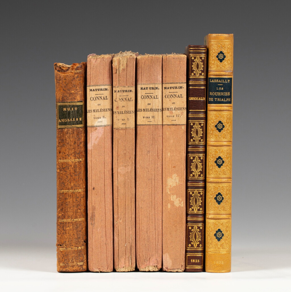 View full screen - View 1 of Lot 114. 4 ouvrages : La Nuit anglaise de Bellin de La Libordière (1799), Maturin, etc..