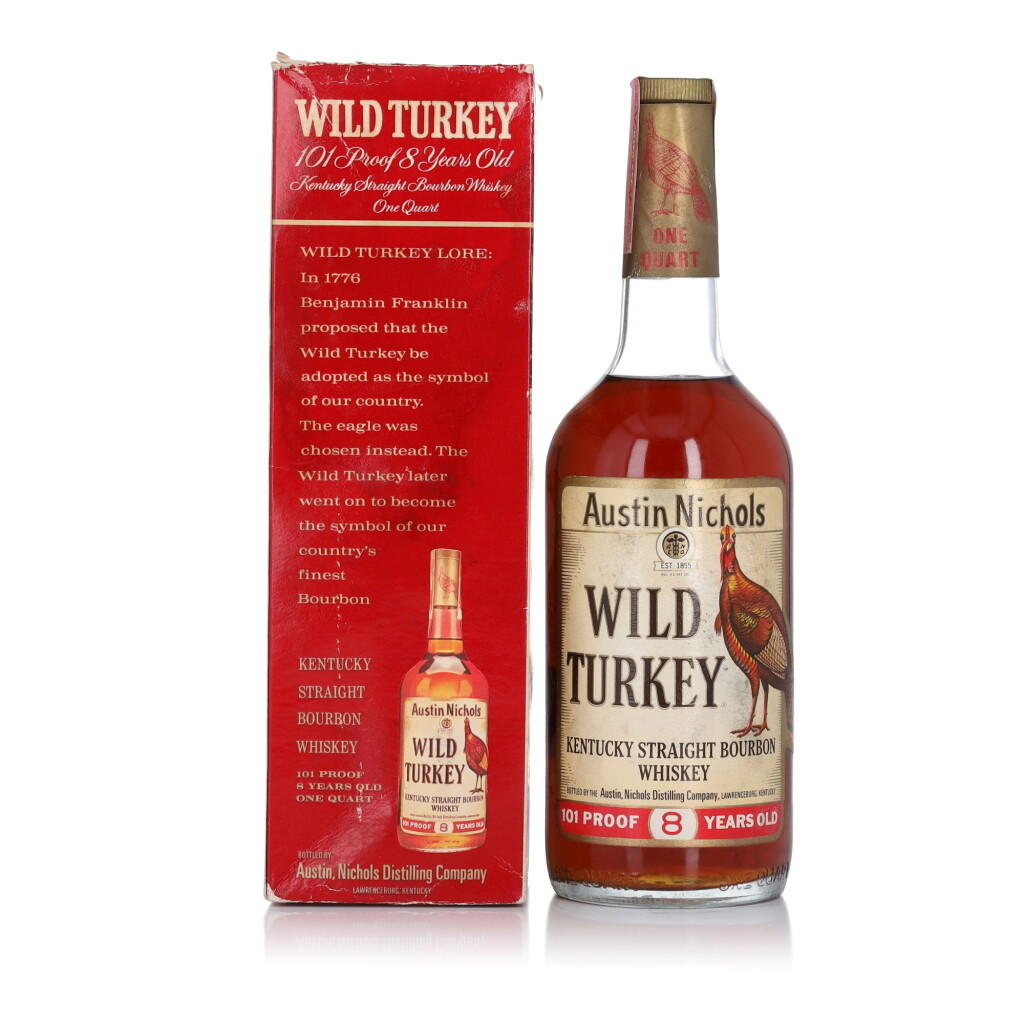View full screen - View 1 of Lot 394. Wild Turkey 8 Year Old 101 Proof NV (1 BT Quart).