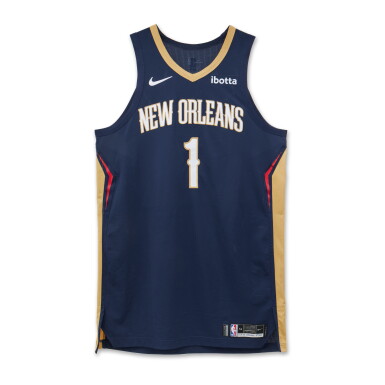 View full screen - View 1 of Lot 87. Zion Williamson New Orleans Pelicans 2023-2024 Kia NBA Tip-Off Game Worn Icon Edition Jersey .