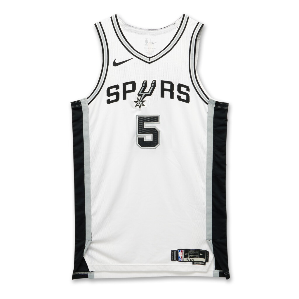 View full screen - View 1 of Lot 46. Stephon Castle ‘Rookie Debut’ San Antonio Spurs 2024-2025 Kia NBA Tip-Off Game Worn Association Edition Jersey.
