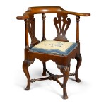 VERY RARE QUEEN ANNE CARVED WALNUT ROUNDABOUT ARMCHAIR, ATTRIBUTED TO JOHN ELLIOTT, SR. (1713-1793), PHILADELPHIA, PENNSYLVANIA, CIRCA 1755