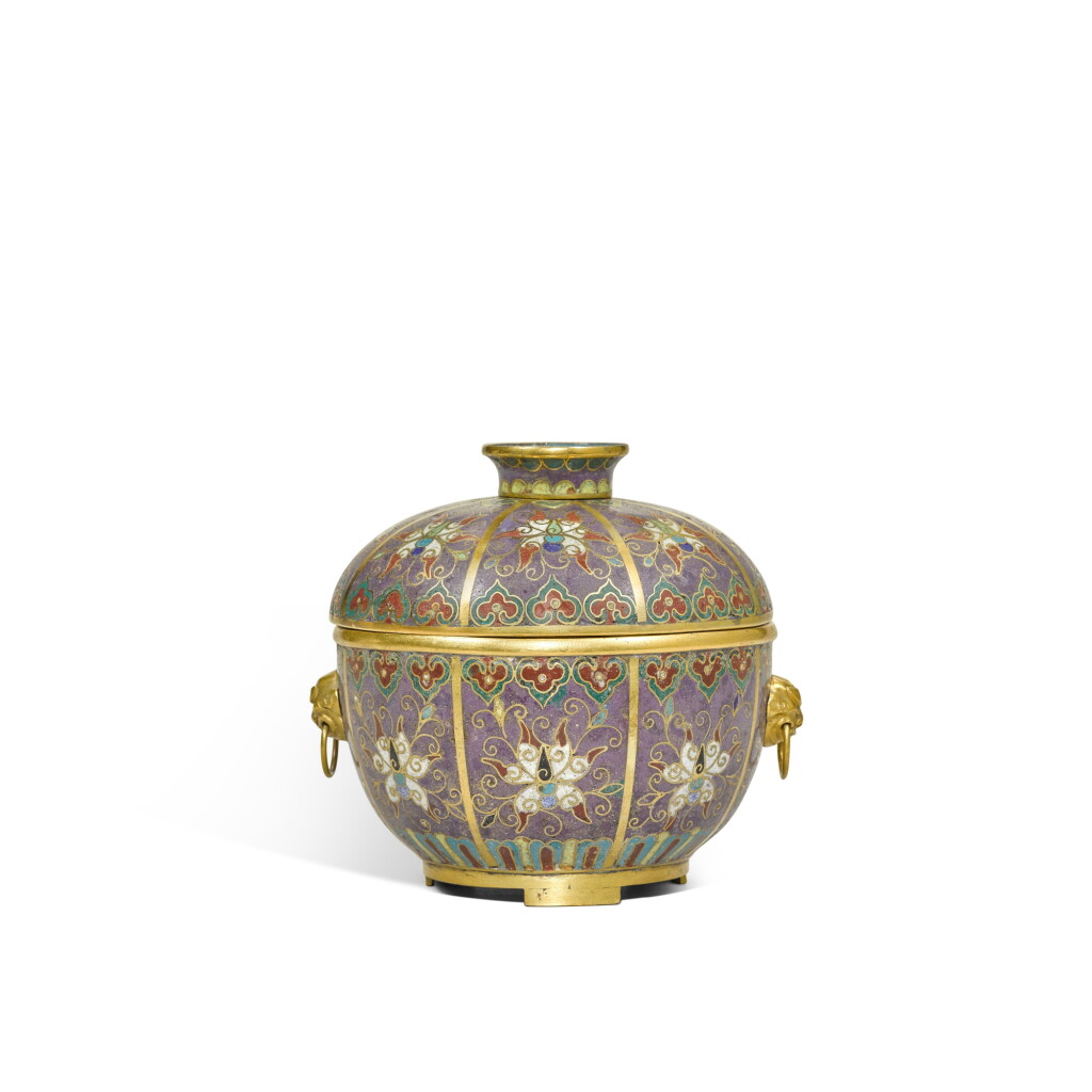 View full screen - View 1 of Lot 949. A cloisonné enamel 'lotus' bowl and cover, Qing dynasty, 19th century.