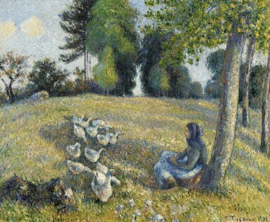 View full screen - View 1 of Lot 26. Gardeuse d'oies assise.