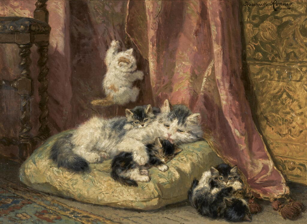 View full screen - View 1 of Lot 59. HENRIETTE RONNER-KNIP | Kittens at Play.