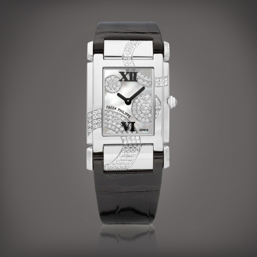 View full screen - View 1 of Lot 8803. Twenty~4, Reference 4914 | A white gold and diamond-set wristwatch with mother-of-pearl dial, Circa 2009 | 百達翡麗 | Twenty~4 型號4914 | 白金鑲鑽石腕錶,備珠母貝錶盤,約2009年製.