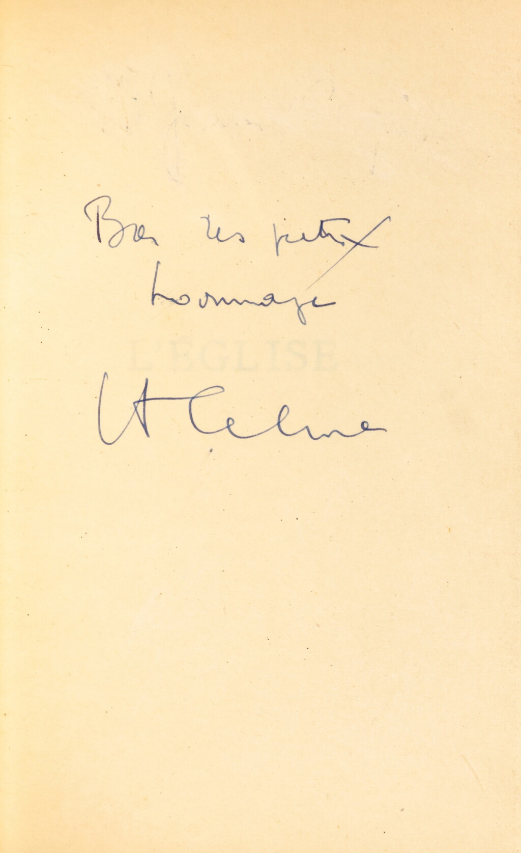 View full screen - View 1 of Lot 30. L’Église. 1933. Édition originale. Un des 5 exemplaires de tête sur Japon. Envoi autographe signé..