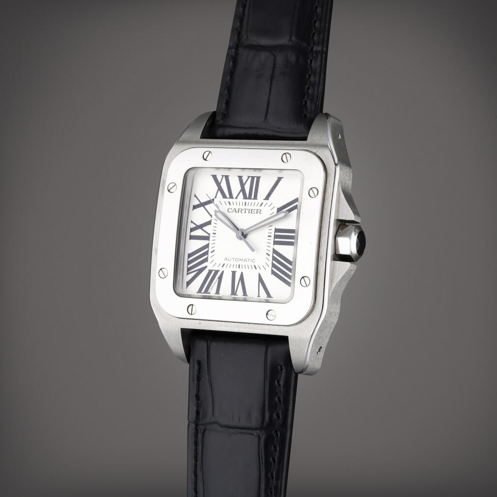 全萤幕检视 - 查看83Reference 2656 Santos 100 | A stainless steel automatic square shaped wristwatch, Circa 2012的1