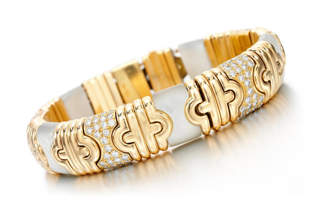View full screen - View 1 of Lot 24. MOTHER OF PEARL AND DIAMOND BRACELET, 'PARENTESI', BULGARI.