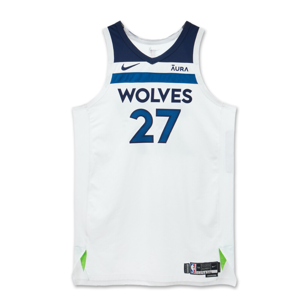 View full screen - View 1 of Lot 18. Rudy Gobert Minnesota Timberwolves 2023-2024 Game Worn Association Edition Jersey | Double-Double.