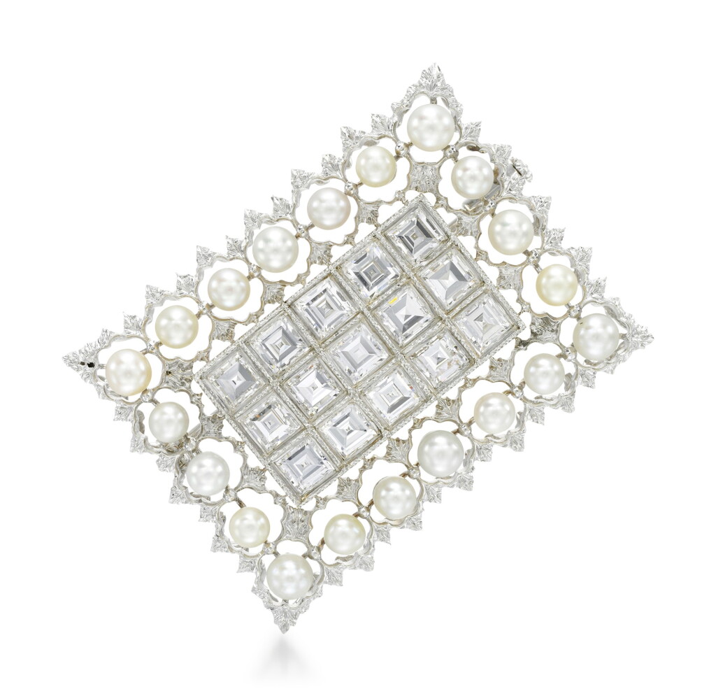 View full screen - View 1 of Lot 258. BUCCELLATI | SEED PEARL AND DIAMOND BROOCH.