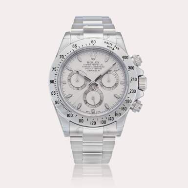 View full screen - View 1 of Lot 6. Reference 116520 Daytona | A stainless steel automatic chronograph wristwatch with bracelet, Circa 2013.