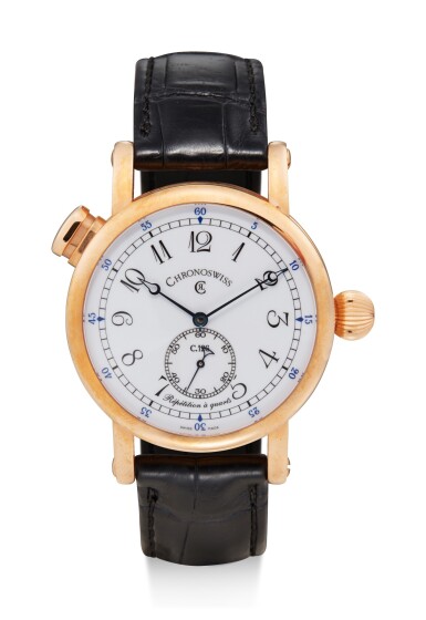 View full screen - View 1 of Lot 8144. CHRONOSWISS | RÉPÉTITION À QUARTS, REFERENCE CH1641R, A PINK GOLD QUARTER REPEATING WRISTWATCH, CIRCA 2004 .