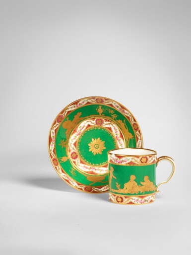 View full screen - View 1 of Lot 685. A Sèvres Porcelain Cup and Saucer (Gobelet litron et soucoupe), circa 1782.