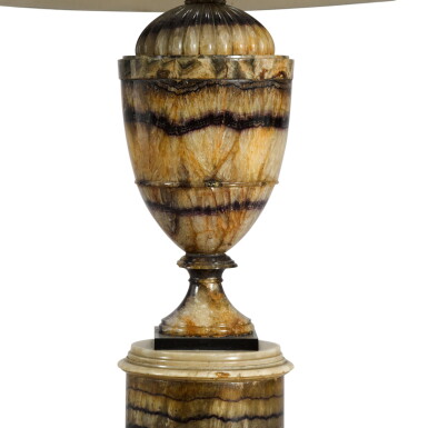 View full screen - View 1 of Lot 64. A George III blue-john, alabaster and Ashford marble urn, circa 1800.