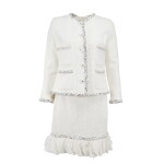 by Karl Lagerfeld White Boucle Jacket Edged with Braid, Matching Dress Ready-To-Wear Spring-Summer 2007