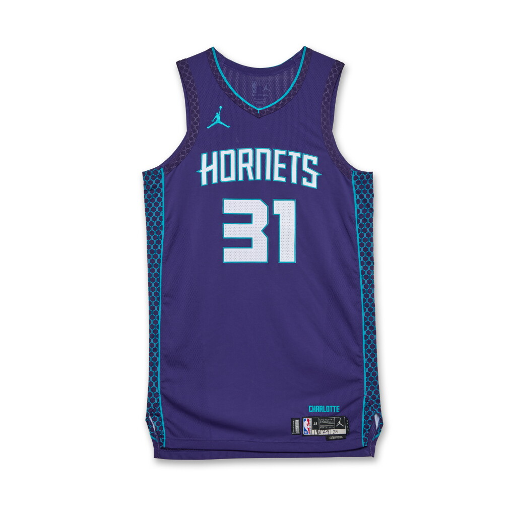 View full screen - View 1 of Lot 193. Tidjane Salaün Charlotte Hornets 2024-2025 Emirates NBA Cup Game Worn Statement Edition Jersey .