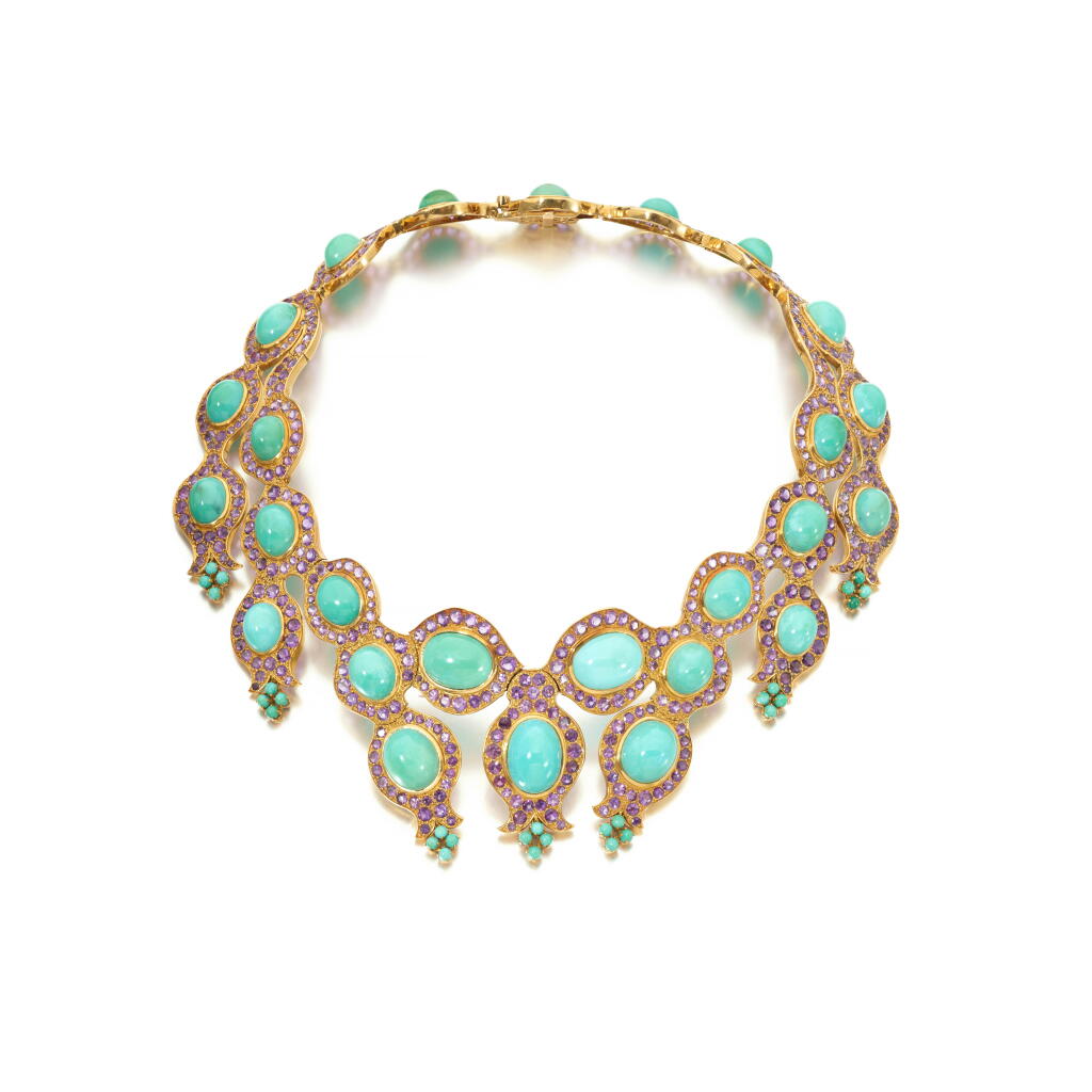 View full screen - View 1 of Lot 538. Turquoise and amethyst necklace, 'Algues', circa 1965.
