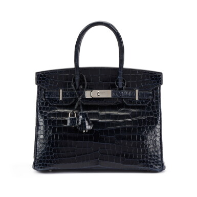 View full screen - View 1 of Lot 71. Blue Marine Shiny Porosus Crocodile Birkin 30 Palladium Hardware, 2014.