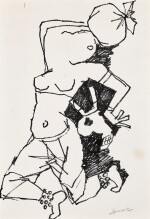 MAQBOOL FIDA HUSAIN | Untitled (Woman), Untitled (Bull and Lamp)