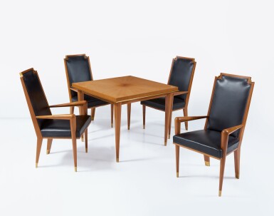 View full screen - View 1 of Lot 91. JEAN ROYÈRE | "BRIDGE" TABLE AND ARMCHAIRS.