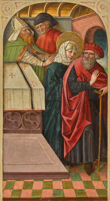 View full screen - View 1 of Lot 106. AUSTRIAN SCHOOL, 15TH CENTURY | The expulsion of Joachim from the Temple.
