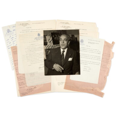 View full screen - View 1 of Lot 80. H. Villa-Lobos. Collection of 12 typed letters and a photograph, signed, to the conductor Werner Janssen, 1944-1958.
