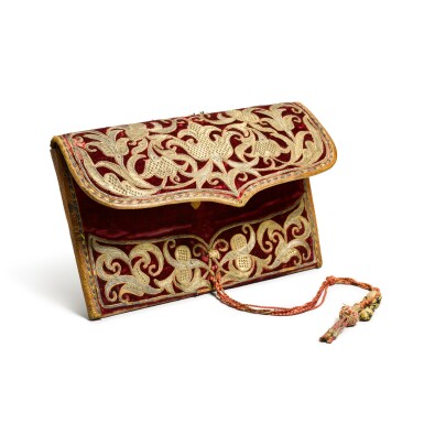 View full screen - View 1 of Lot 149. An Ottoman velvet and silver-thread wallet, Turkey, 17th century.