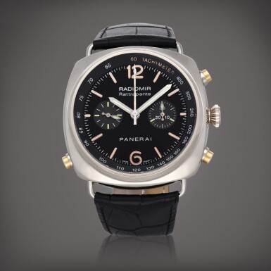 View full screen - View 1 of Lot 60. Radiomir Rattrapante 'Pisa Edition', Reference OP6652 A white gold split-second chronograph wristwatch Circa 2007 | 沛納海 | Radoomir Rattrapante 'Pisa Edition' 型號 OP6652 白金追針計時腕錶,製作年份約 2007.