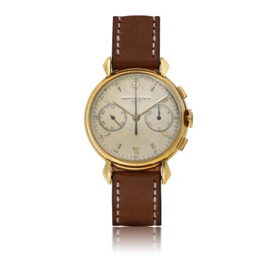 View full screen - View 1 of Lot 183. VACHERON CONSTANTIN | REF 4178, A YELLOW GOLD CHRONOGRAPH WRISTWATCH CIRCA 1945.