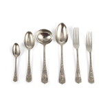 A Victorian "Shakespeare" Pattern Silver Flatware Set, Frederick Elkington for Elkington & Co., Birmingham, 1888