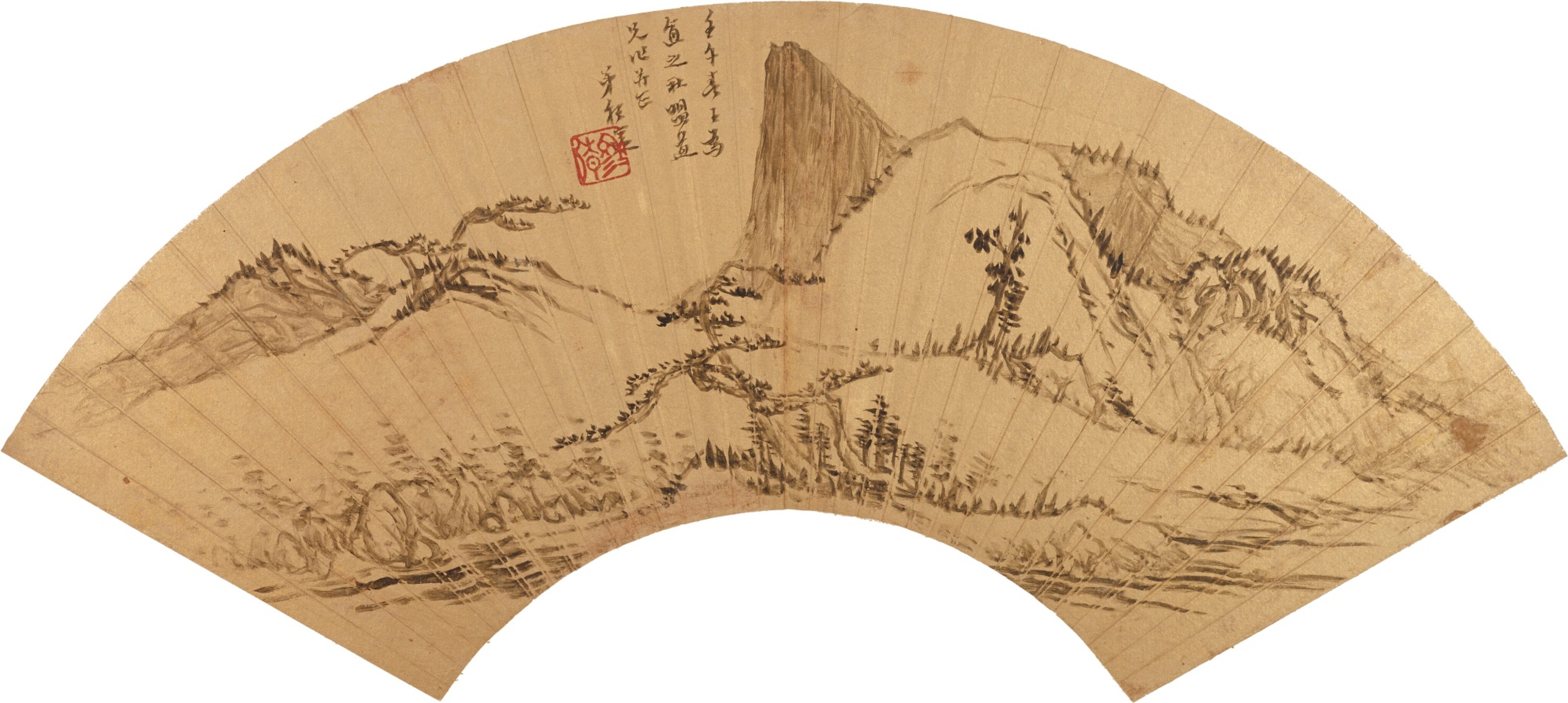 程邃 山水 |Cheng Sui, Ink Landscape | Painting and Calligraphy on fans from ...