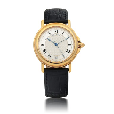 View full screen - View 1 of Lot 407. BREGUET | HORLOGER DE LA MARINE YELLOW GOLD WRISTWATCH WITH DATE CIRCA 2005.