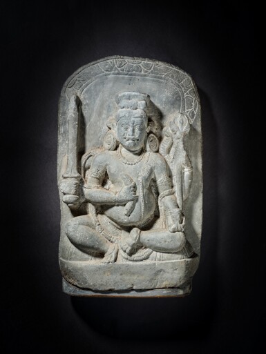 View full screen - View 1 of Lot 170. A black stone figure of Bhairava, East India, Pala period, 11th - 12th century .