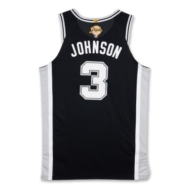 View full screen - View 1 of Lot 8. Keldon Johnson San Antonio Spurs 2026 NBA Finals Game Worn Icon Edition Jersey | Game 3 | First NBA Finals Win.