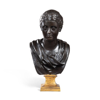 View full screen - View 1 of Lot 419. A Venetian bronze Bust of a Roman Empress, late 16th century, inspired by the Antique.